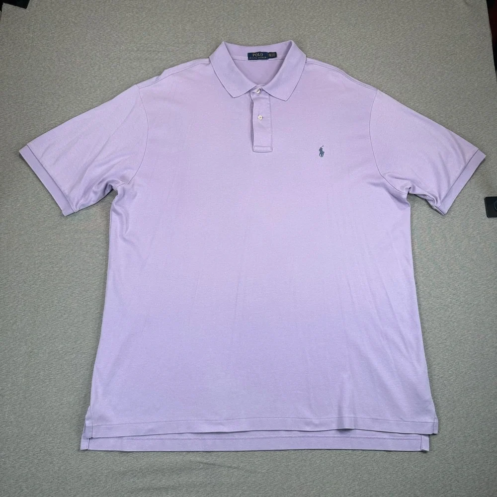 Ralph Lauren Polo Shirt Mens 2XLT Lavender Purple Cotton Jersey Short Sleeve